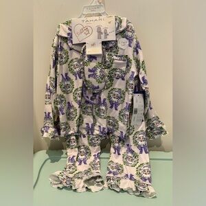 VIRAL!! Tahari Girls Santa Christmas Pajamas- 3 Piece Set-Size 4T- NWT